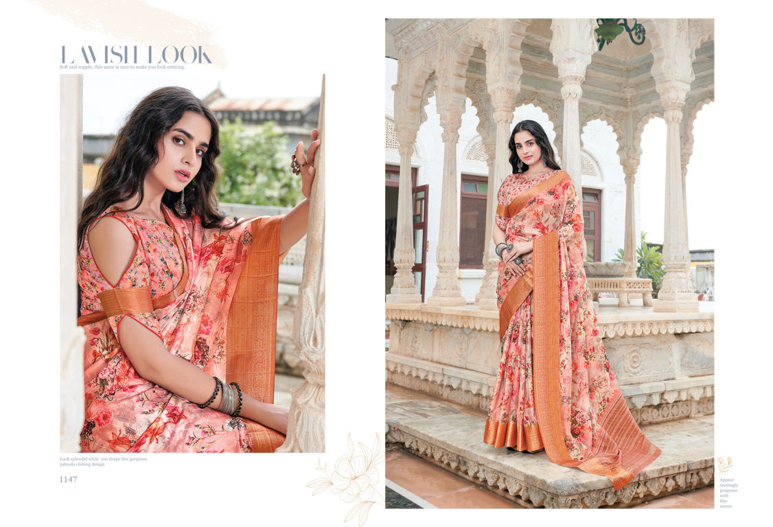 sangam print sitare organza decent look saree catalog