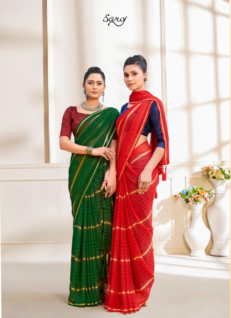 saroj saree Mannya weightless georgette exclusive print saree catalog