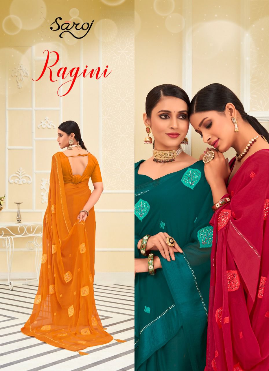 saroj saree ragini chiffon gorgeous look saree catalog