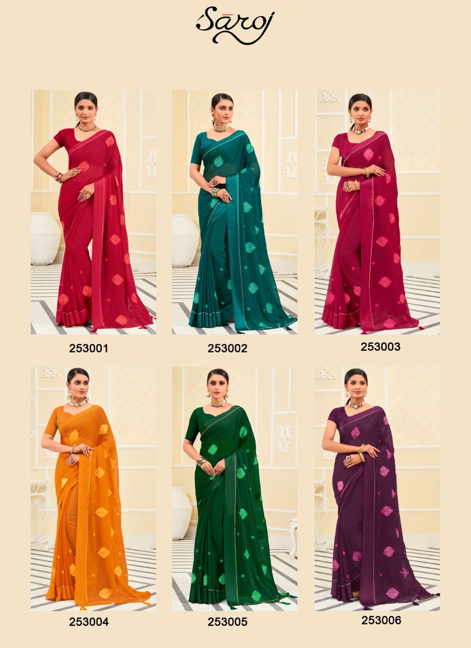 saroj saree ragini chiffon gorgeous look saree catalog