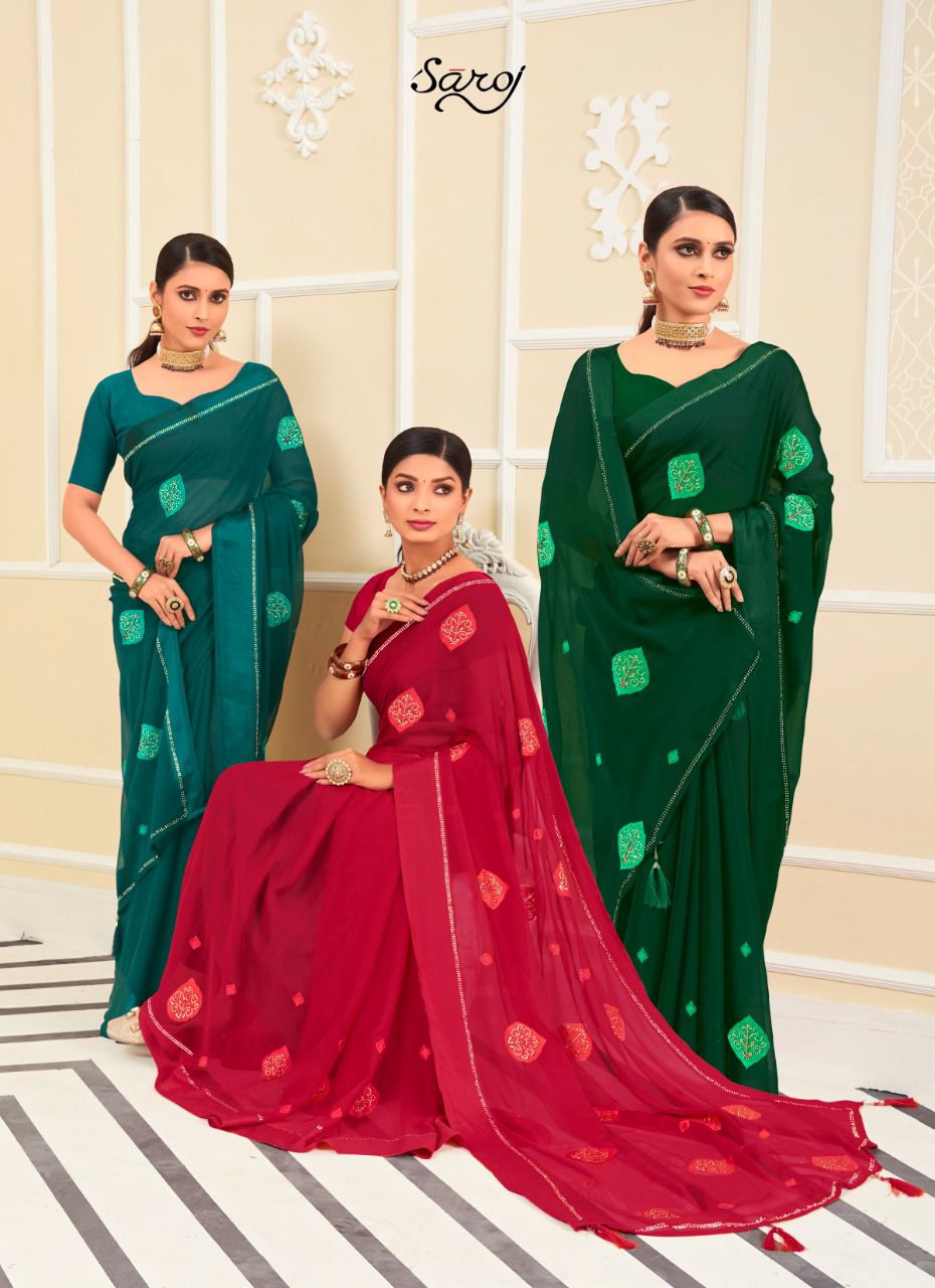 saroj saree ragini chiffon gorgeous look saree catalog