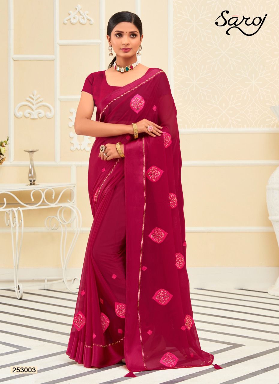 saroj saree ragini chiffon gorgeous look saree catalog