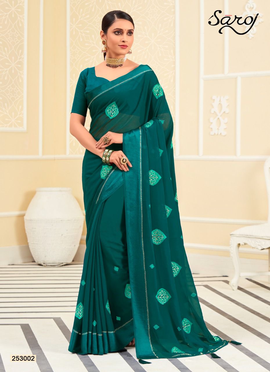 saroj saree ragini chiffon gorgeous look saree catalog