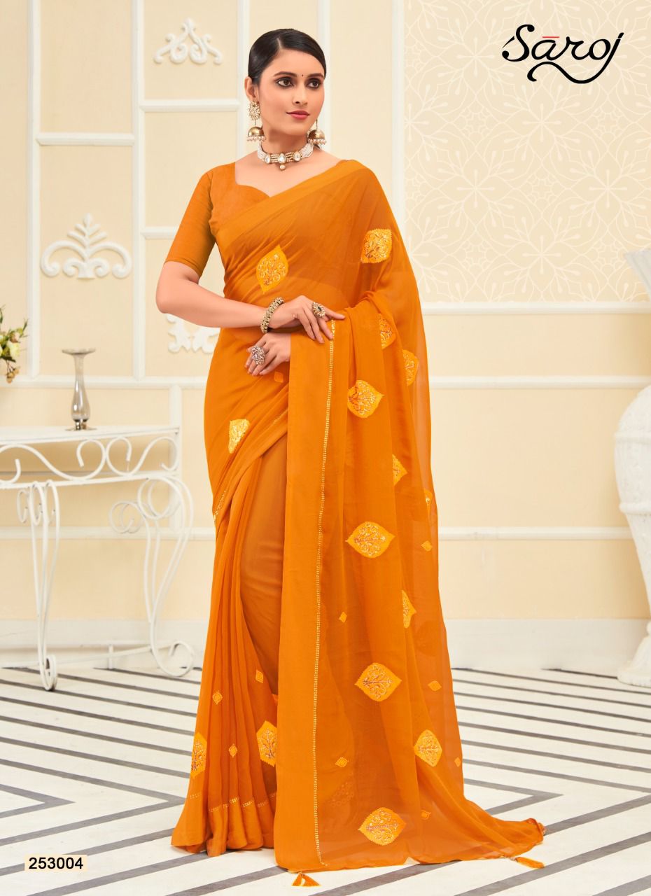 saroj saree ragini chiffon gorgeous look saree catalog