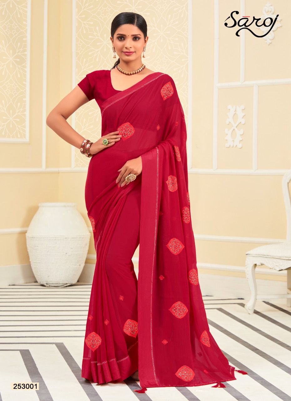 saroj saree ragini chiffon gorgeous look saree catalog