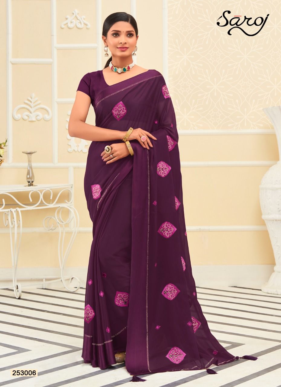 saroj saree ragini chiffon gorgeous look saree catalog