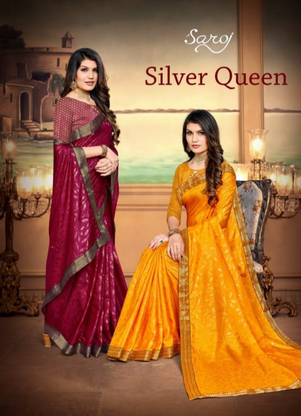 saroj saree silver queen silk decent look saree catalog