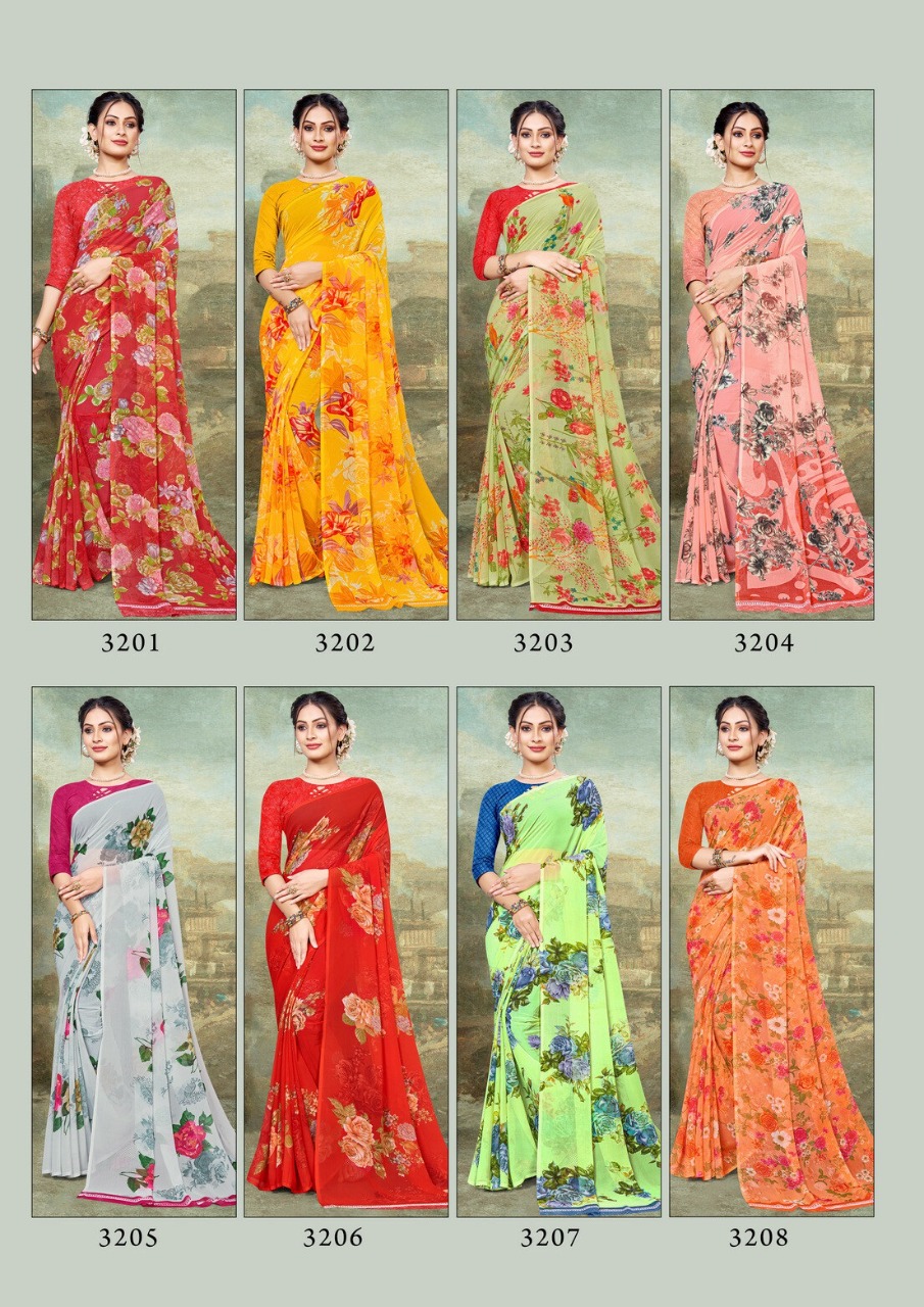 saroj saree spring georgette ecclusive print saree catalog