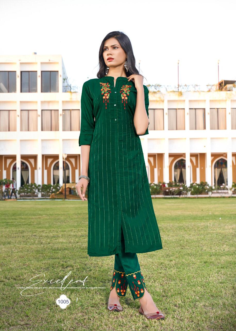 selesta zehen maslin elegant kurti with bottom catalog