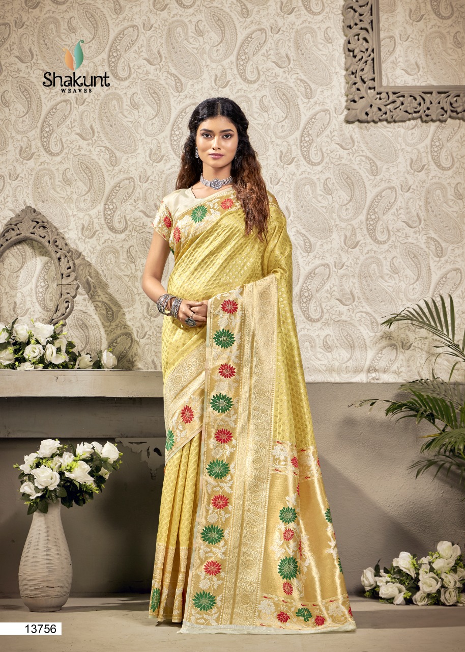 shakunt chandrakala art silk elegant look saree catalog