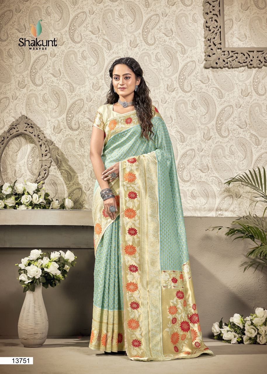 shakunt chandrakala art silk elegant look saree catalog