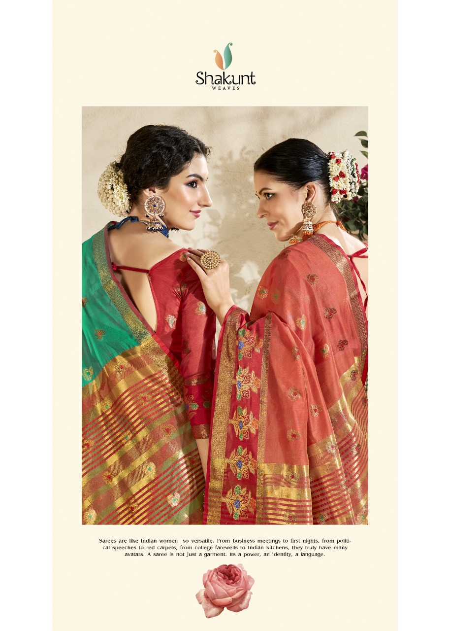 shakunt nandeshwar cotton regal look saree catalog