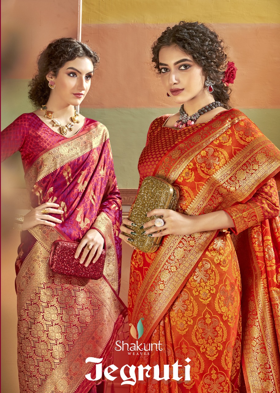 shakunt weaves jagruti fancy silk regal look saree catalog