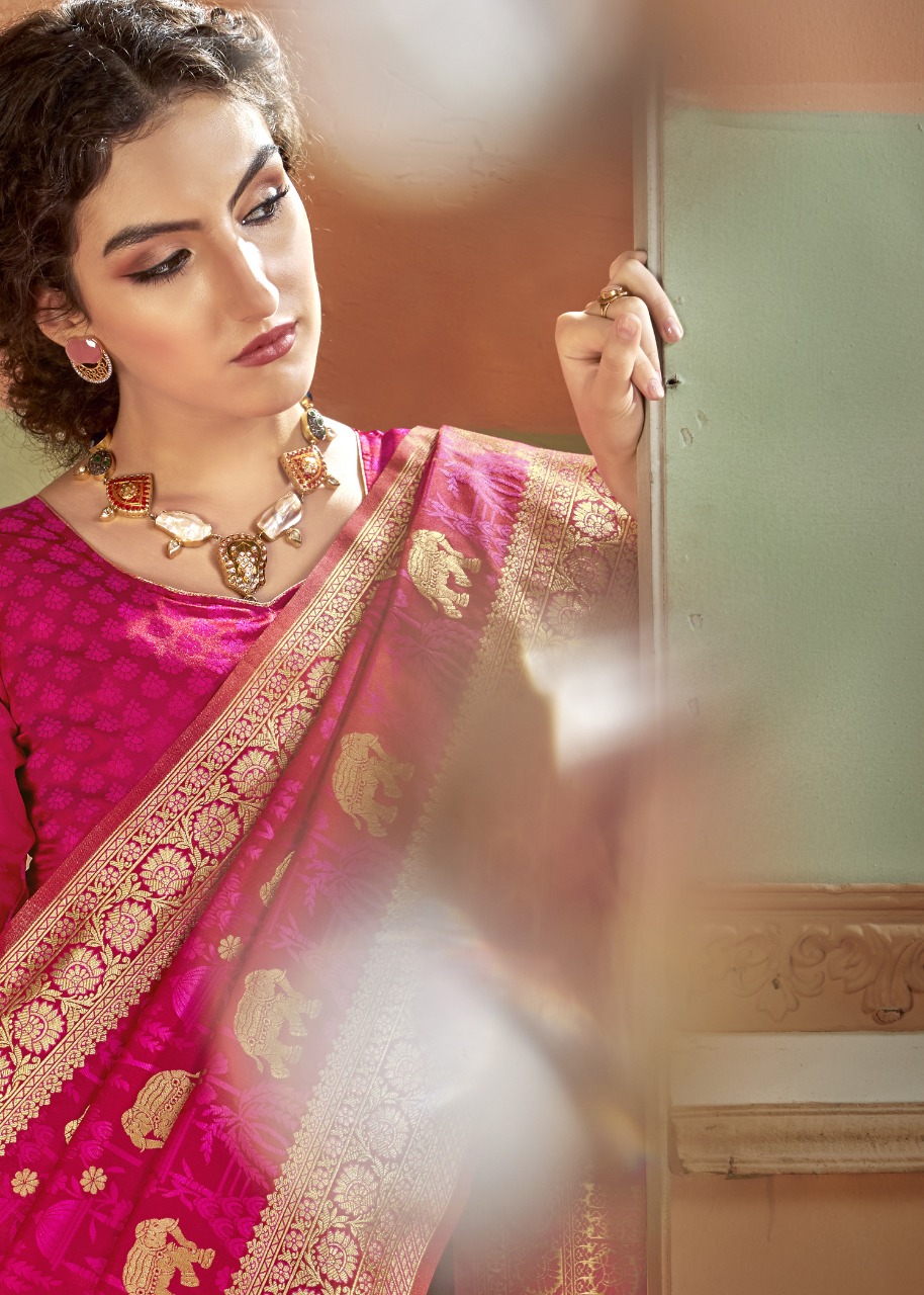 shakunt weaves jagruti fancy silk regal look saree catalog