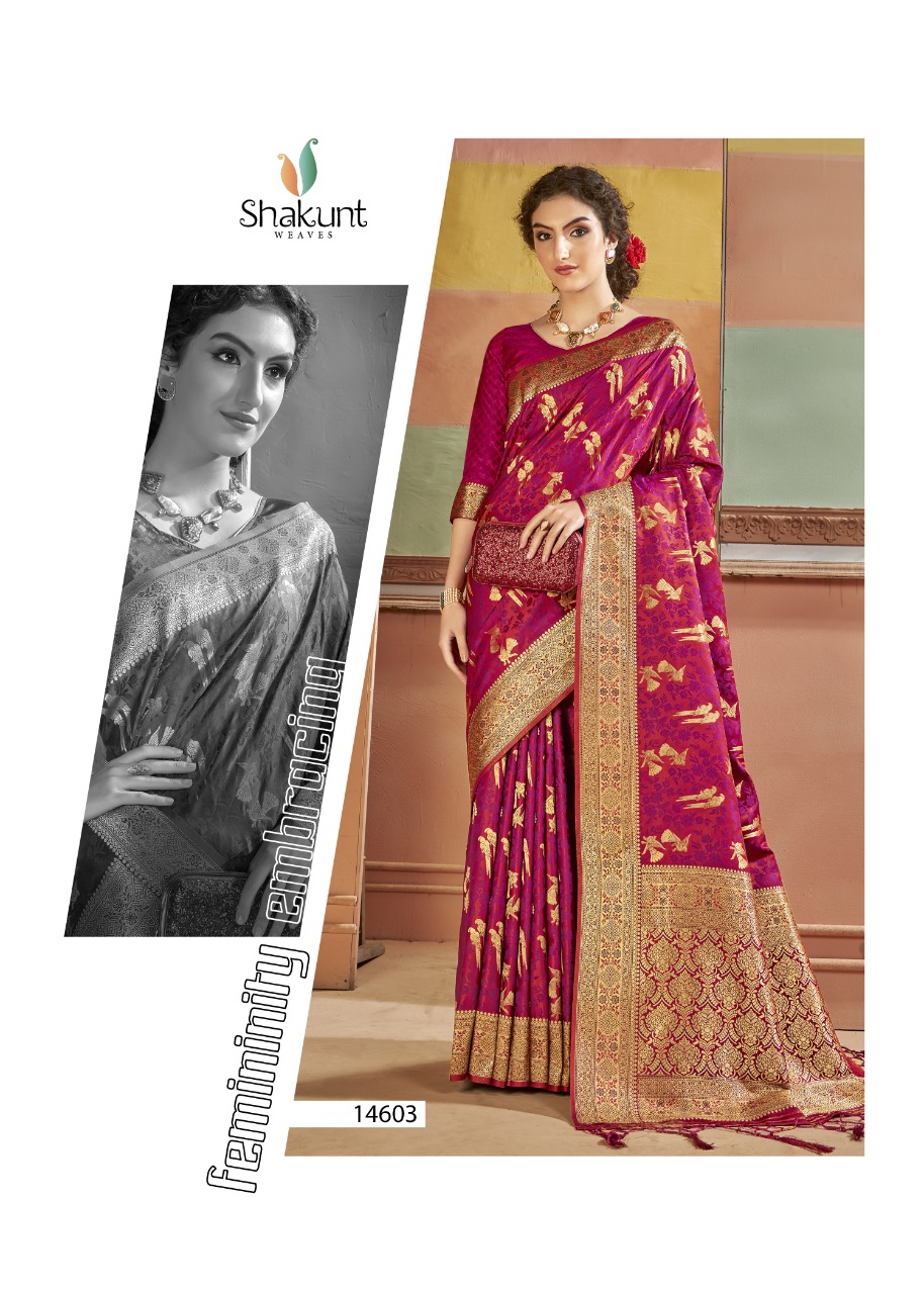 shakunt weaves jagruti fancy silk regal look saree catalog