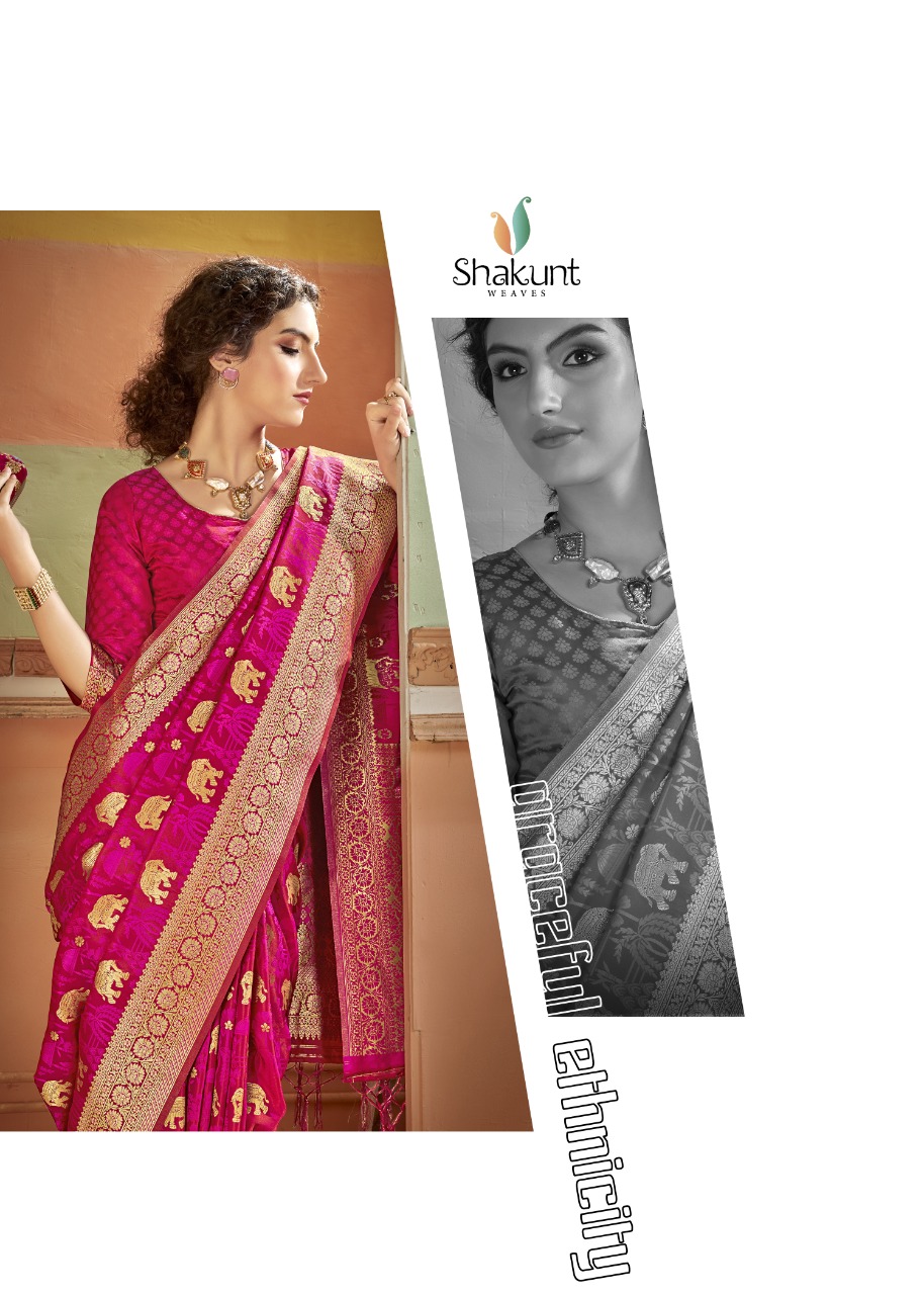 shakunt weaves jagruti fancy silk regal look saree catalog