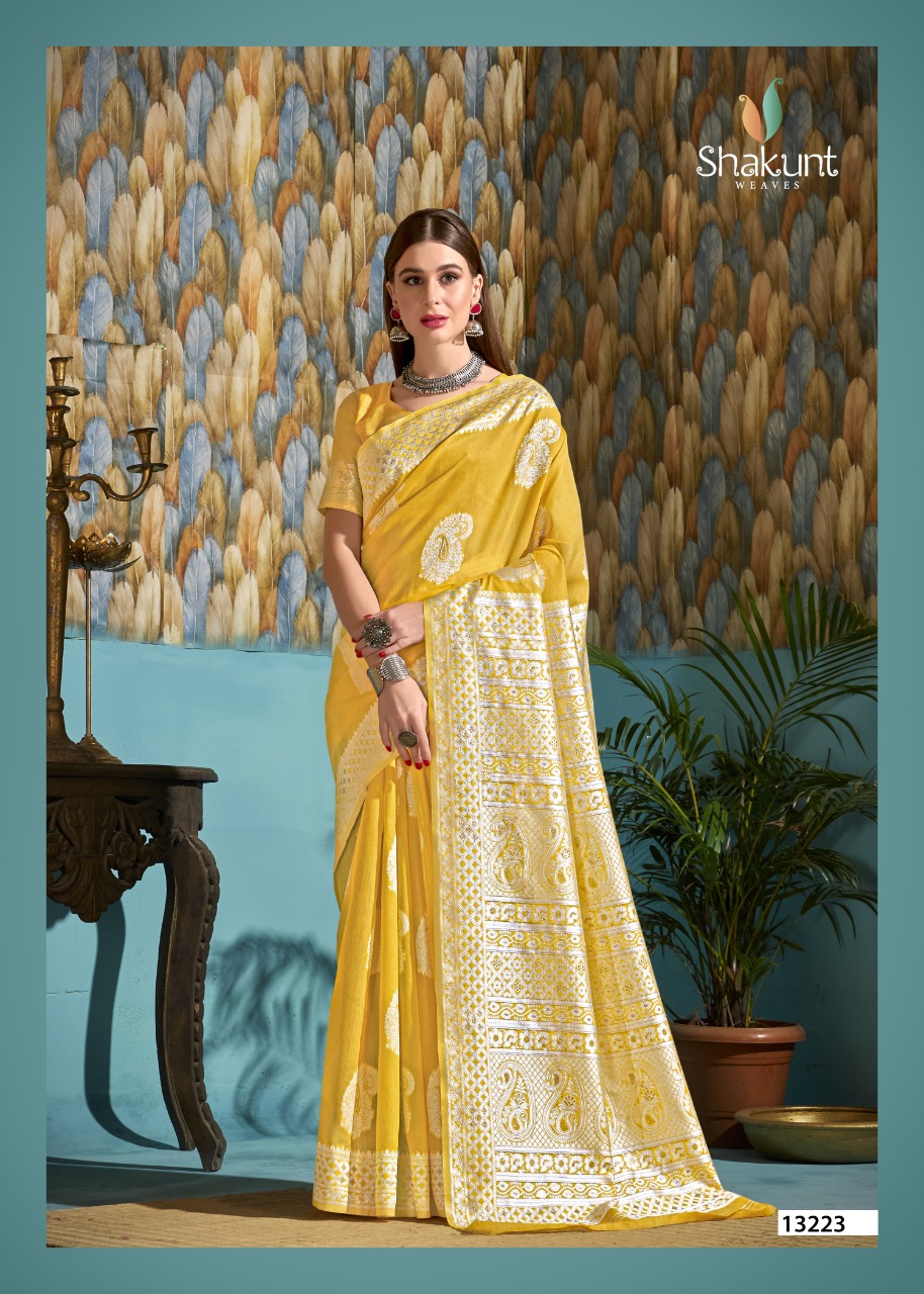 shakunt weaves SKS LINEN 3002 linen gorgeous look saree catalog