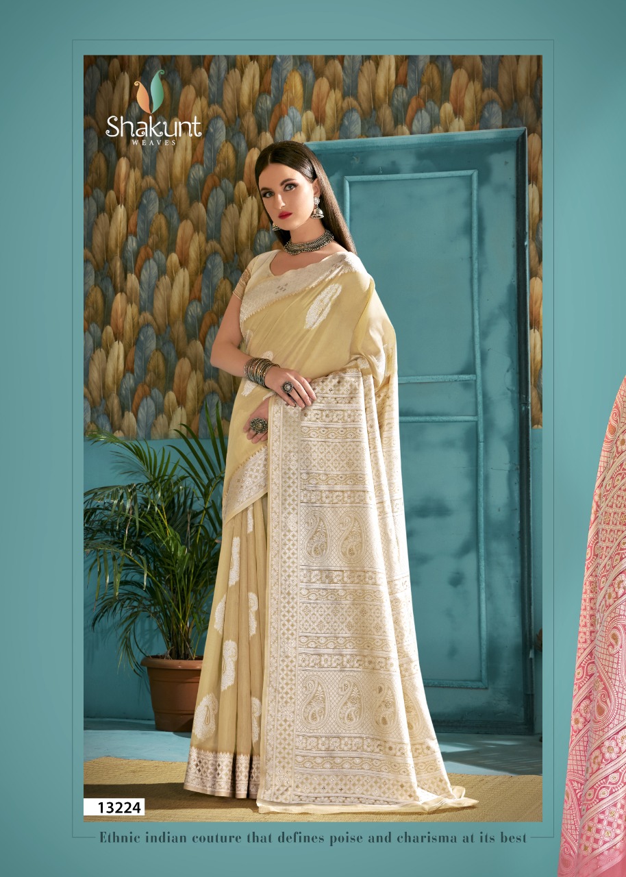 shakunt weaves SKS LINEN 3002 linen gorgeous look saree catalog