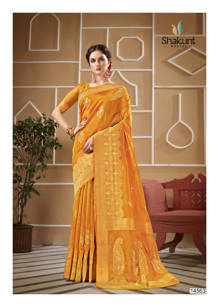 shakunt weaves sks org 539 organza elegant saree catalog