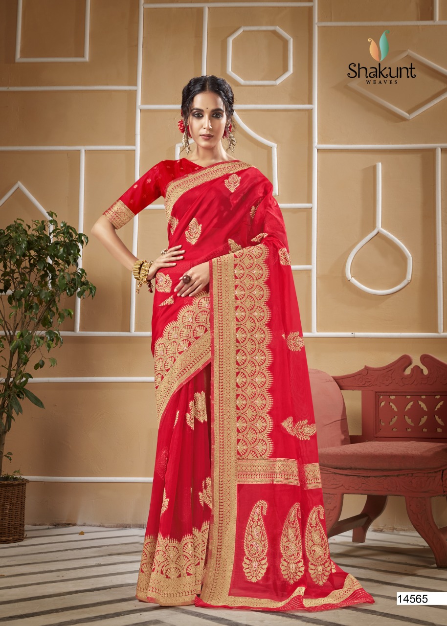 shakunt weaves sks org 539 organza elegant saree catalog