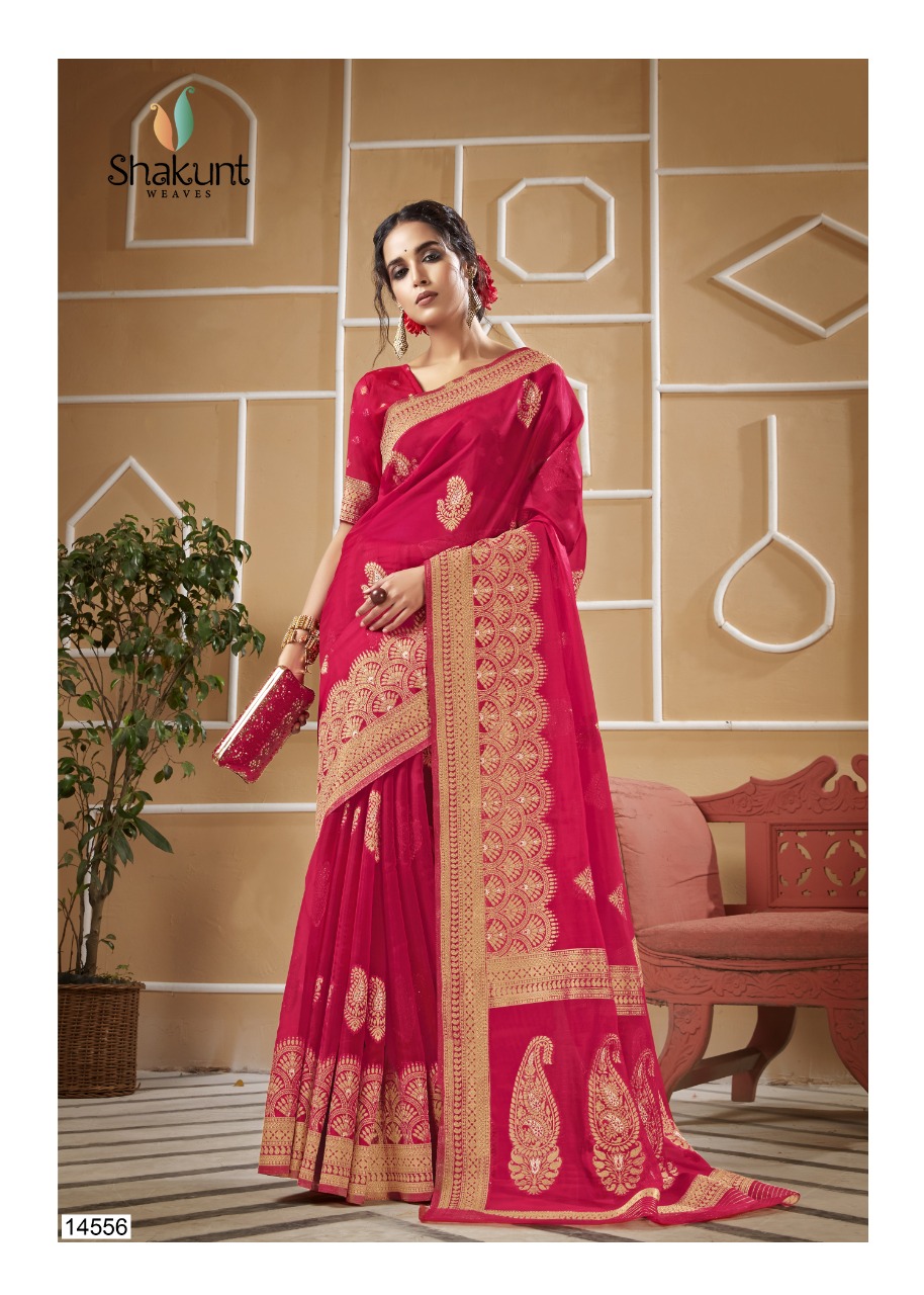 shakunt weaves sks org 539 organza elegant saree catalog