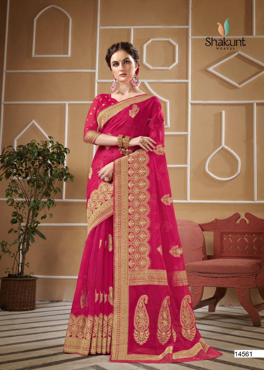 shakunt weaves sks org 539 organza elegant saree catalog