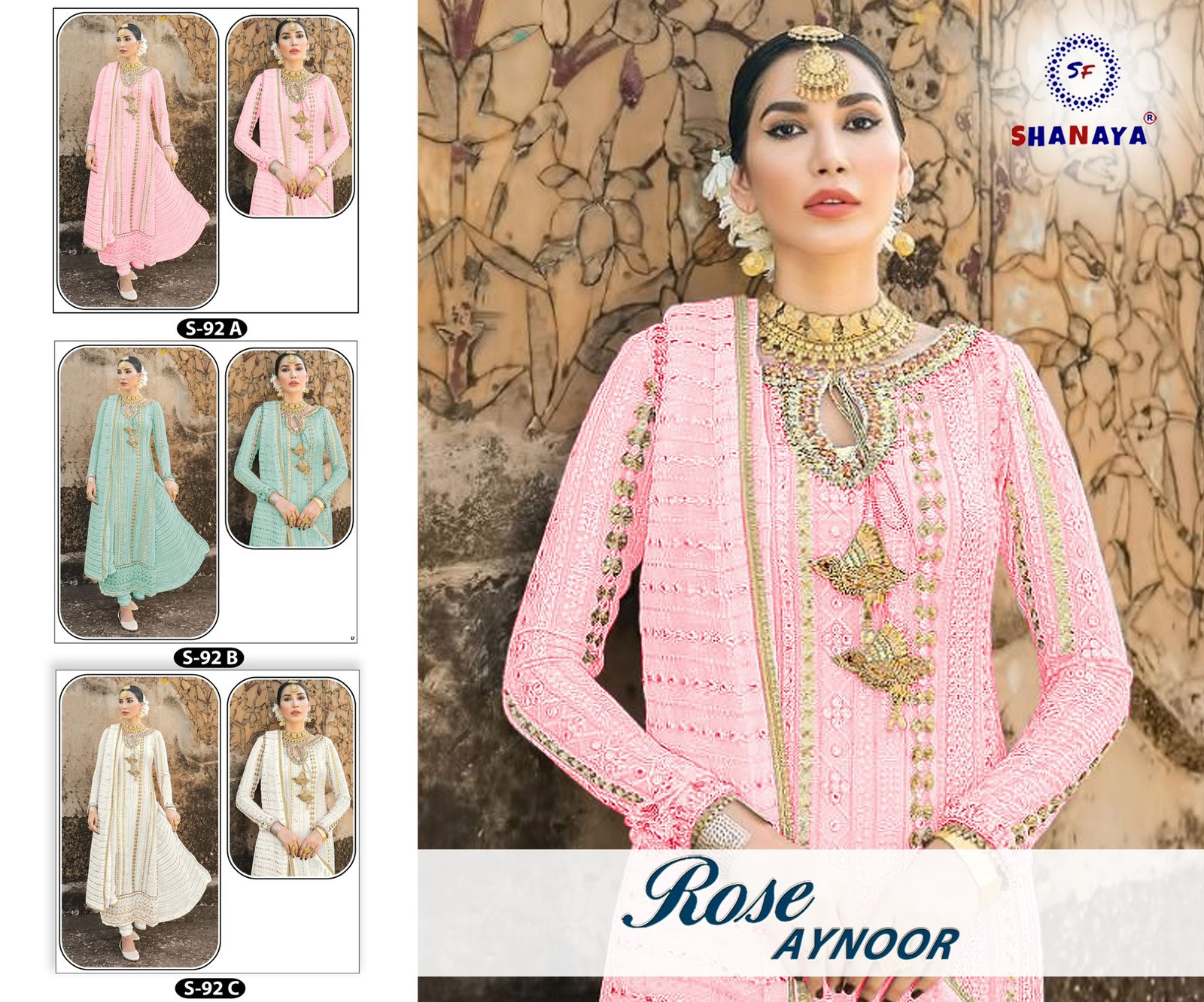 shanaya rose aynoor s 92 gerogette attractive salwar suit catalog