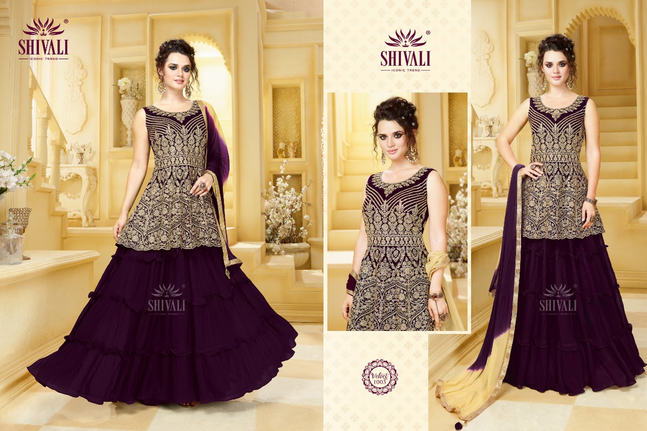 shivali velvet vol 2 velvet graceful look indo western catalog