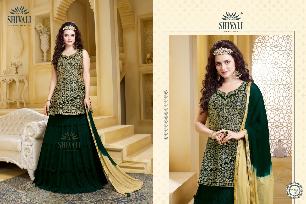 shivali velvet vol 2 velvet graceful look indo western catalog