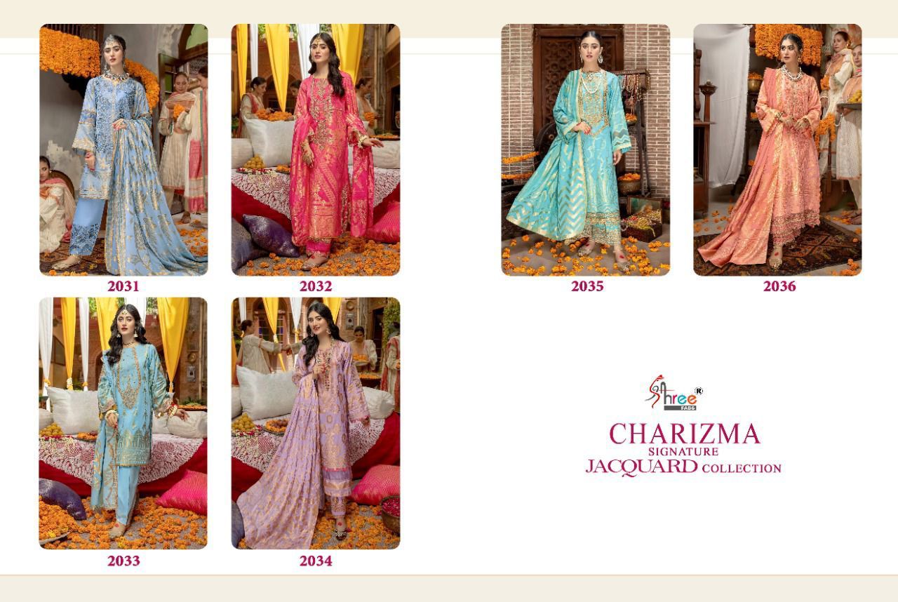 shree fab charizma signature jacquard collection jequard  dorgeous look salwar suit catalog