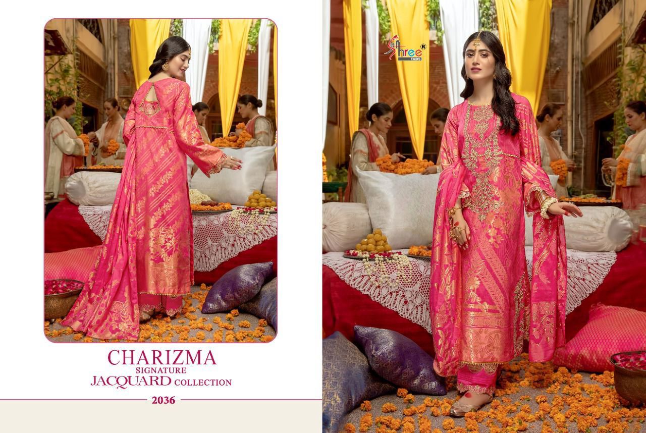 shree fab charizma signature jacquard collection jequard  dorgeous look salwar suit catalog