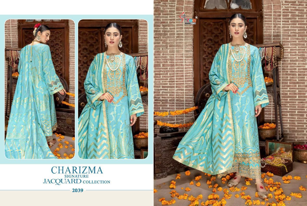 shree fab charizma signature jacquard collection jequard  dorgeous look salwar suit catalog