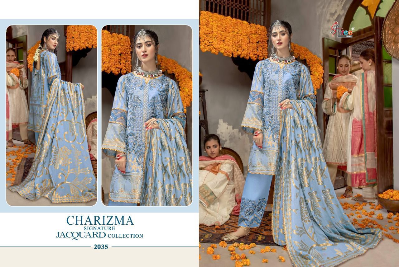 shree fab charizma signature jacquard collection jequard  dorgeous look salwar suit catalog