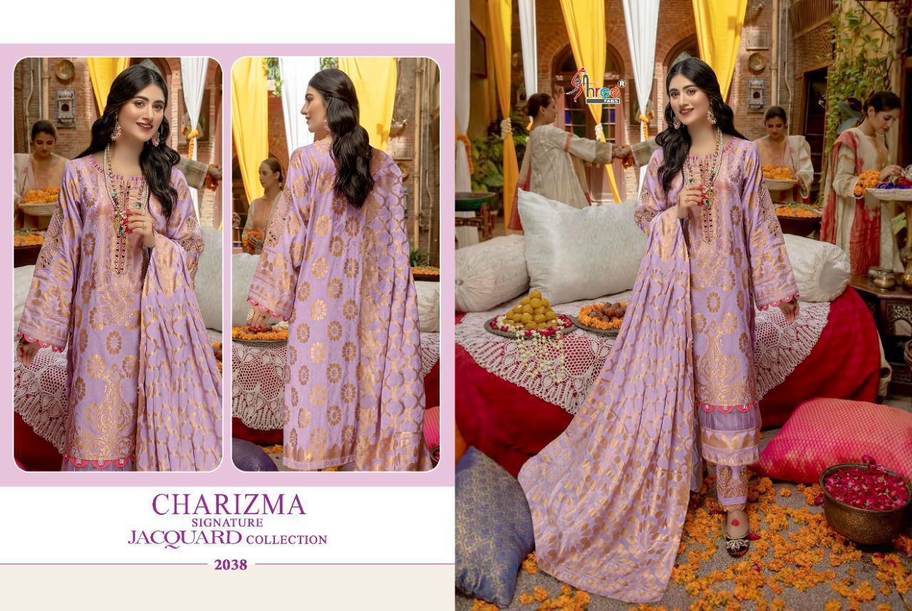 shree fab charizma signature jacquard collection jequard  dorgeous look salwar suit catalog