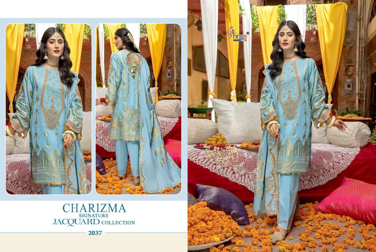 shree fab charizma signature jacquard collection jequard  dorgeous look salwar suit catalog