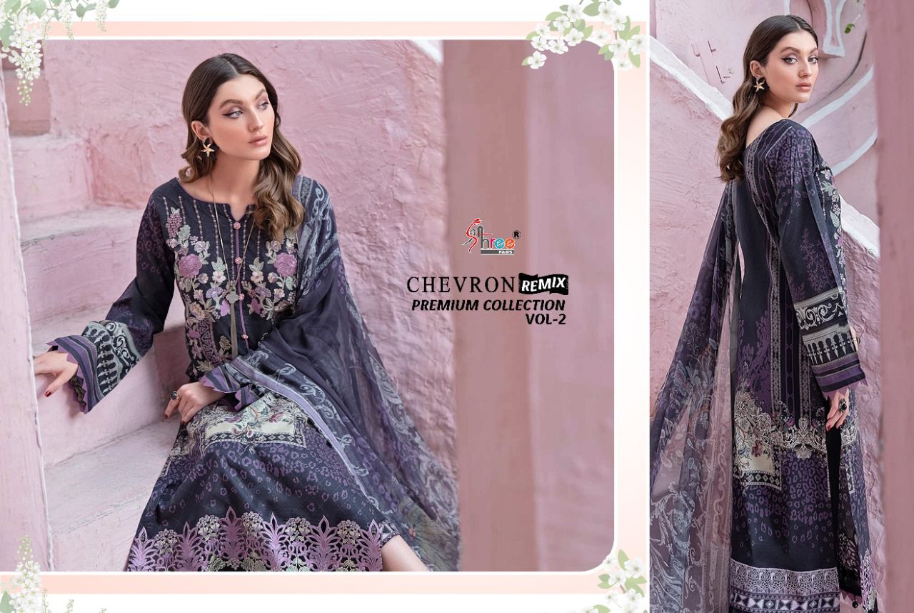 shree fab chevron remix premium collection 02 classic trendy look salwar suit siffon dupatta catalog