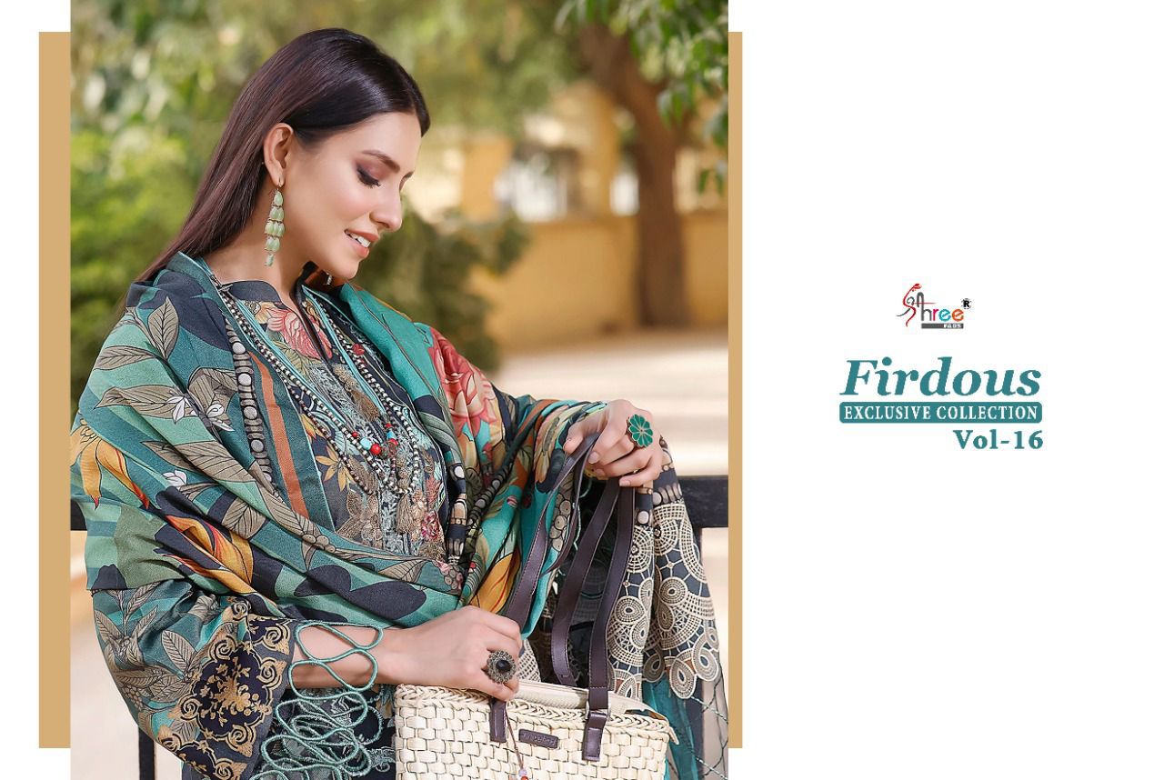 shree fab firdous exclusive collection vol 16 cotton authentic fabric salwar suit with chiffon dupatta catalog