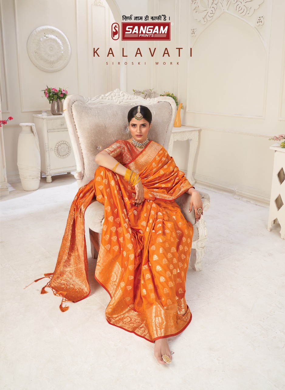 sngam print kalavati silk astonishing saree catalog