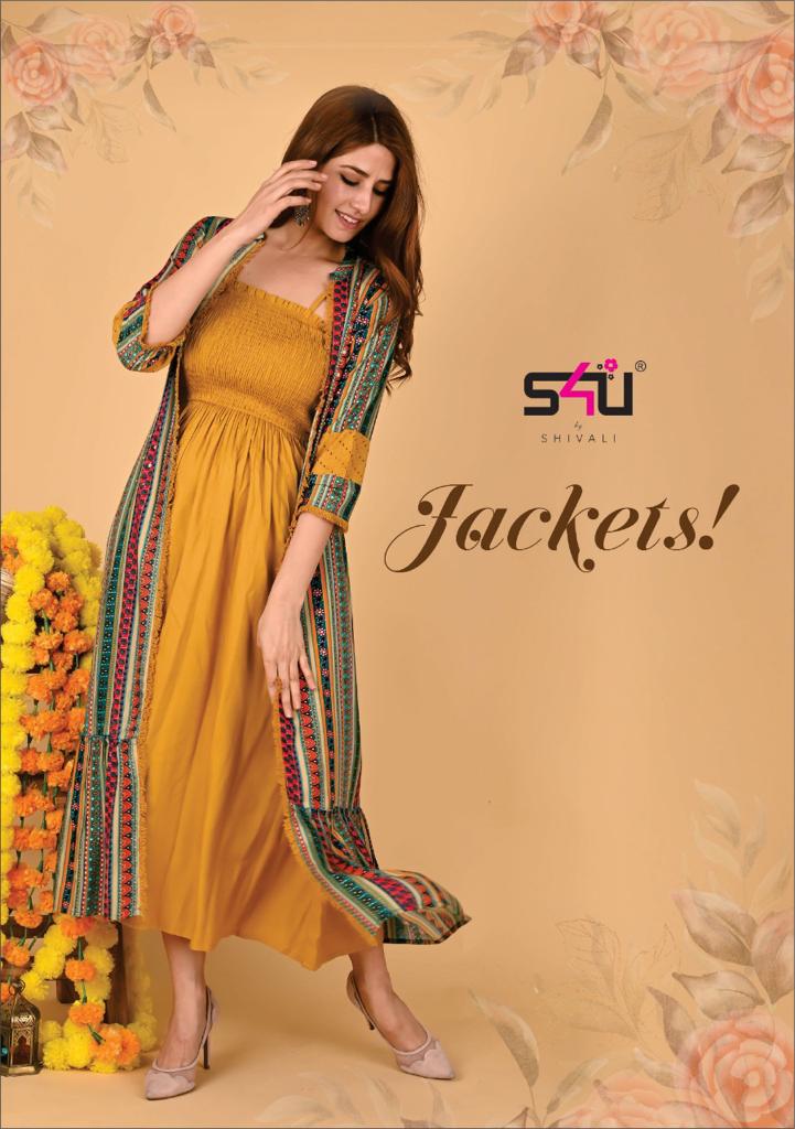 su4 shivali jeckets fancy kurti with jakets catalog