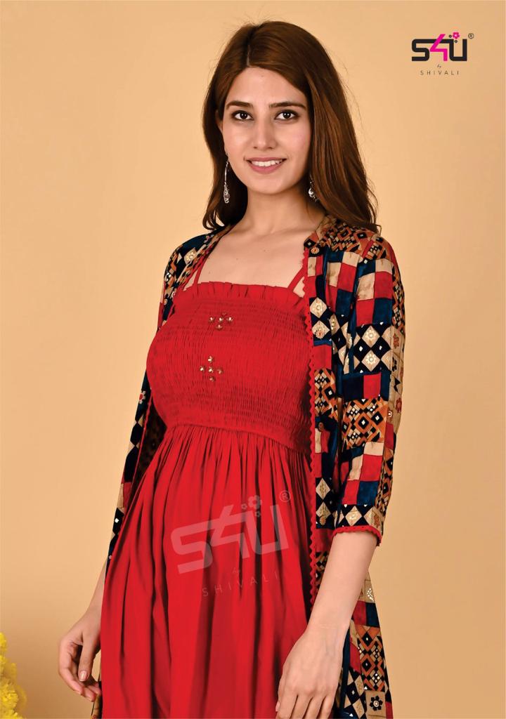 su4 shivali jeckets fancy kurti with jakets catalog