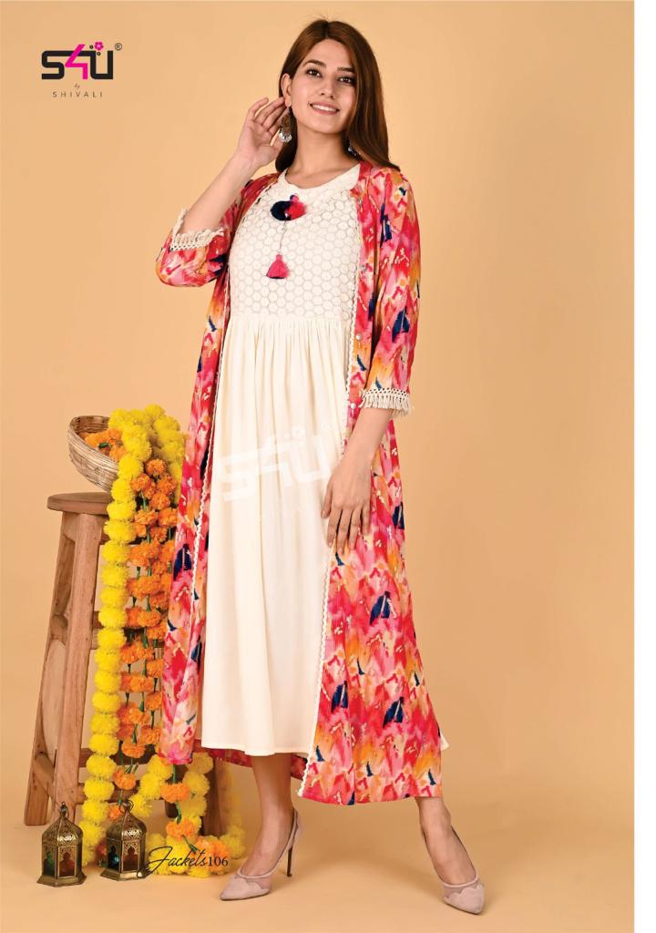 su4 shivali jeckets fancy kurti with jakets catalog