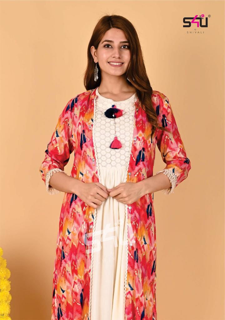 su4 shivali jeckets fancy kurti with jakets catalog