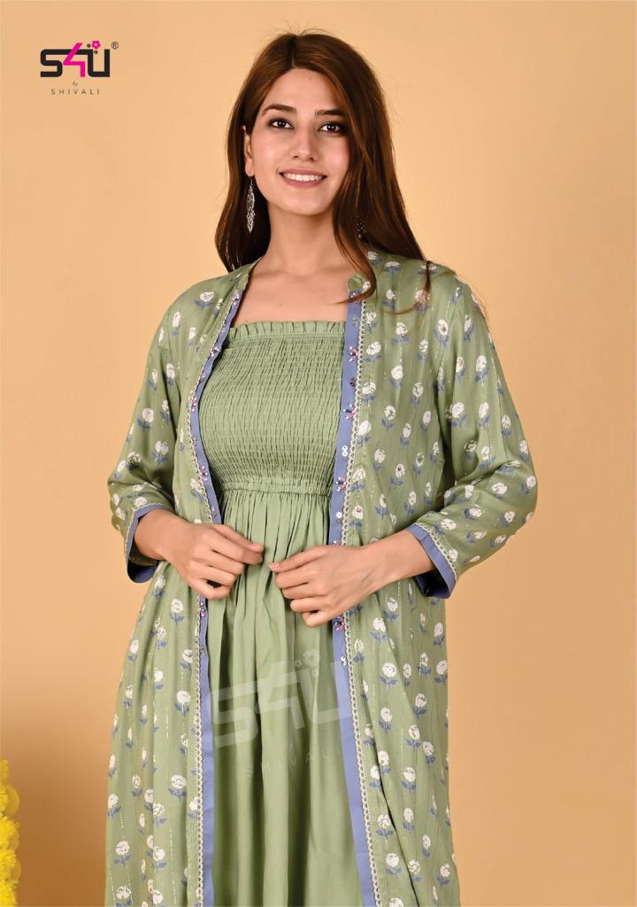 su4 shivali jeckets fancy kurti with jakets catalog