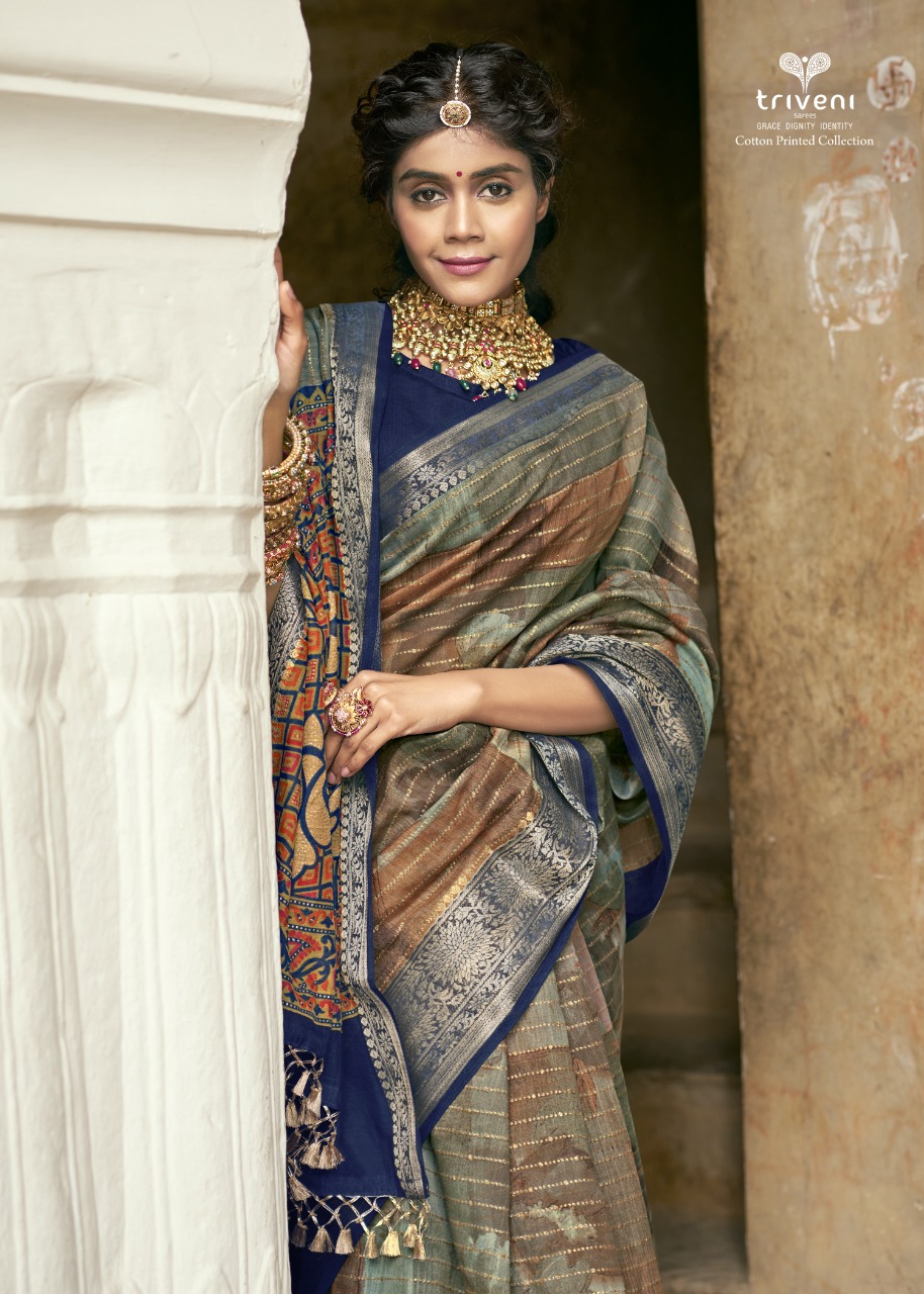 triveni dwarika cotton exclusive print saree catalog