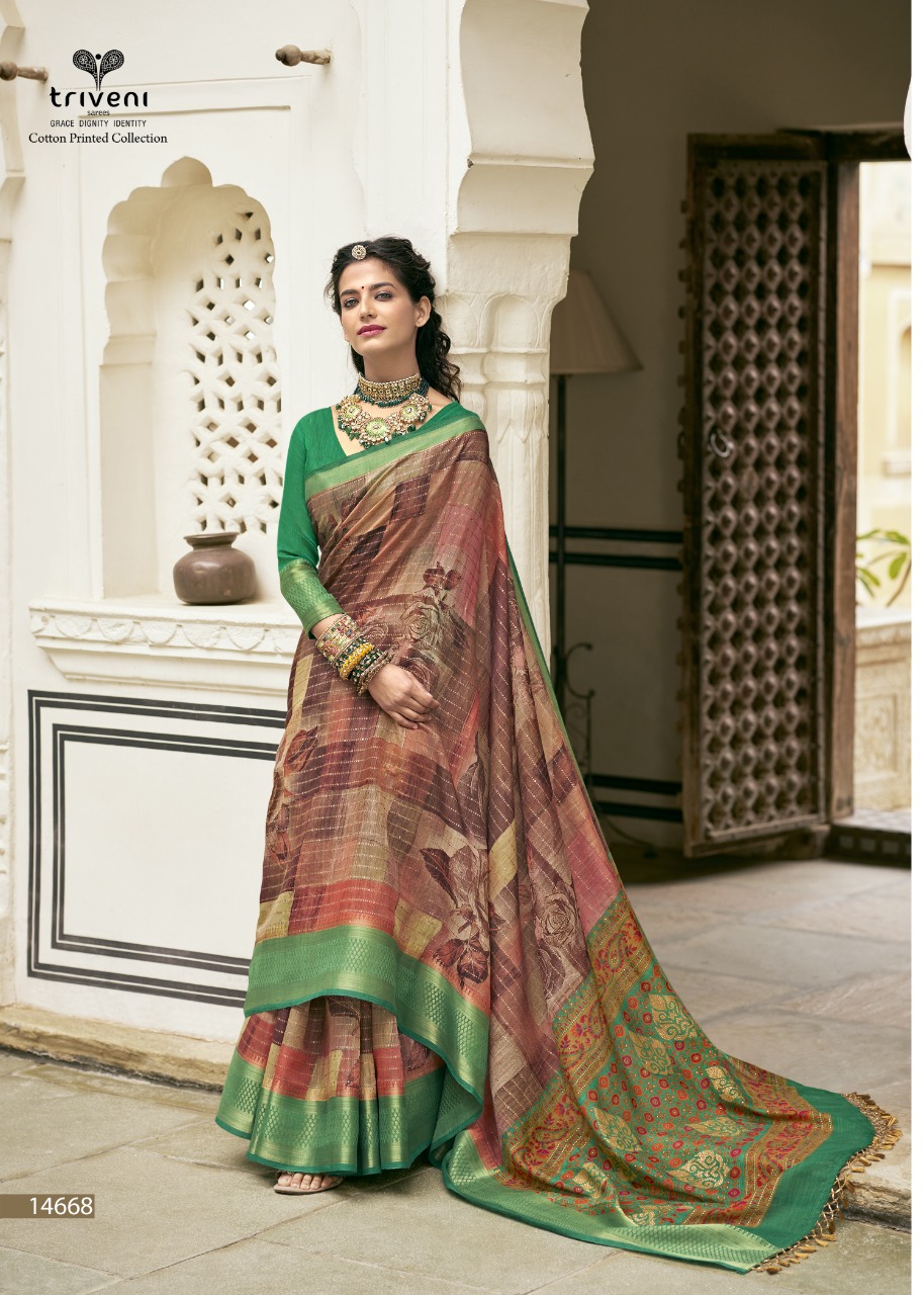 triveni dwarika cotton exclusive print saree catalog