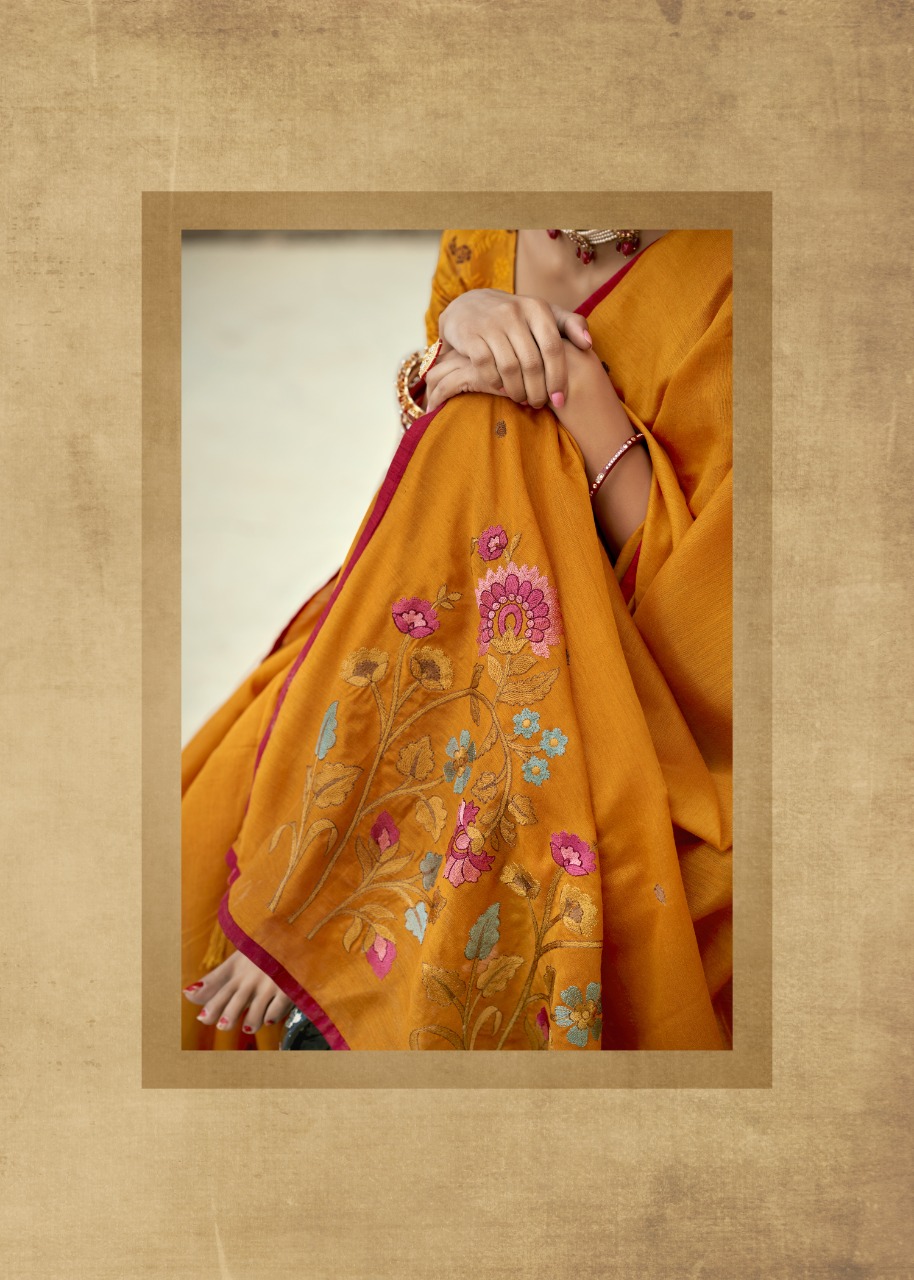 triveni lipika cotton decent embroidary look saree catalog