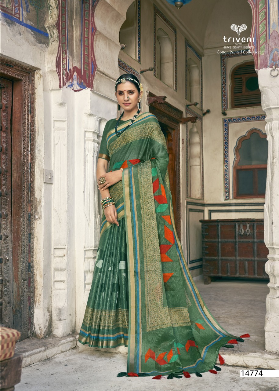 triveni sangrah cotton exclusive print saree catalog