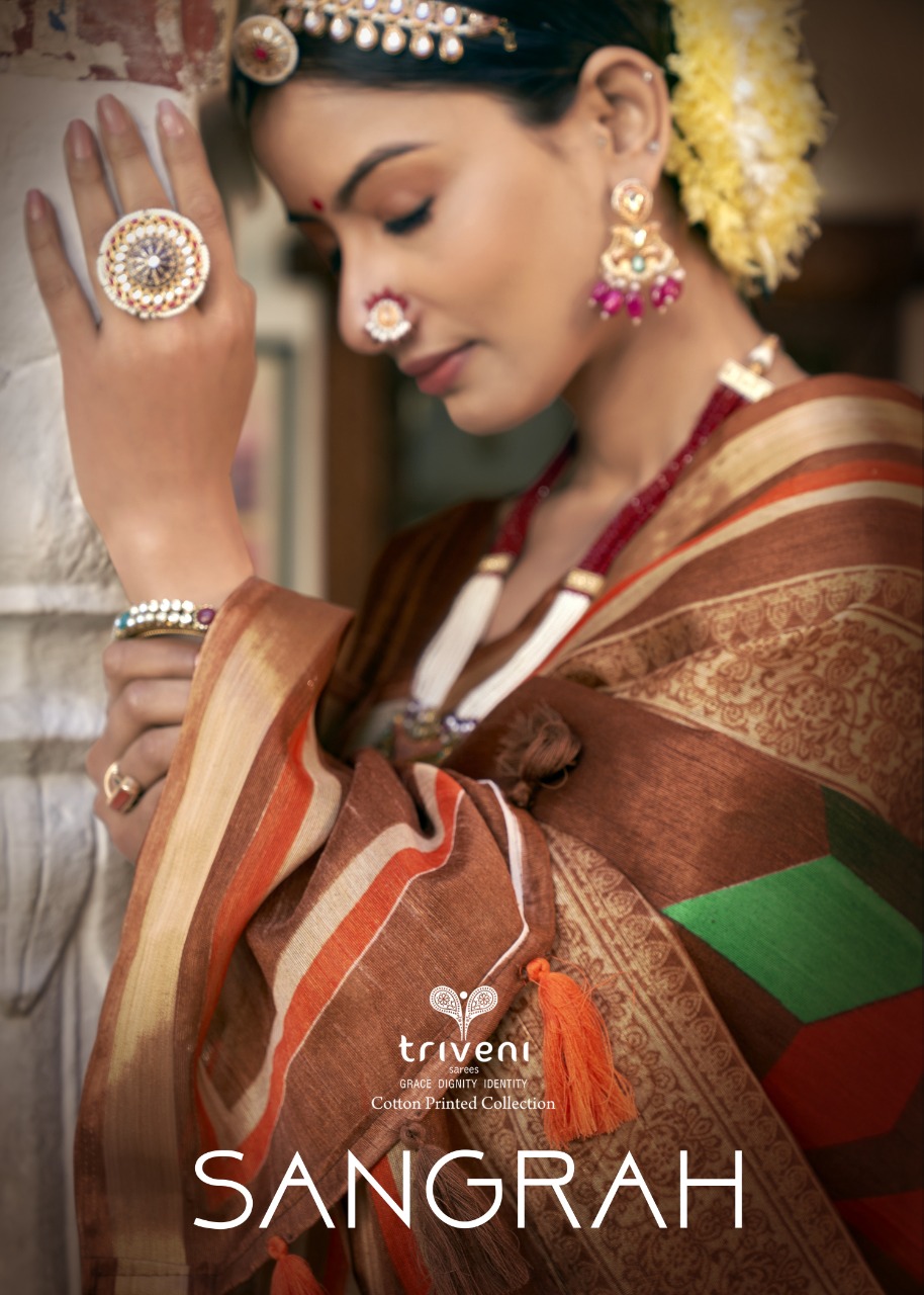 triveni sangrah cotton exclusive print saree catalog