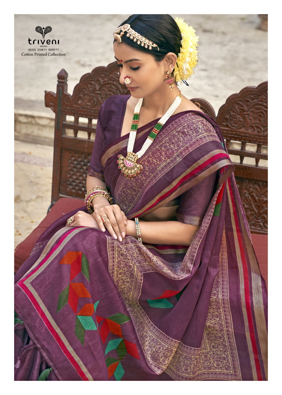 triveni sangrah cotton exclusive print saree catalog