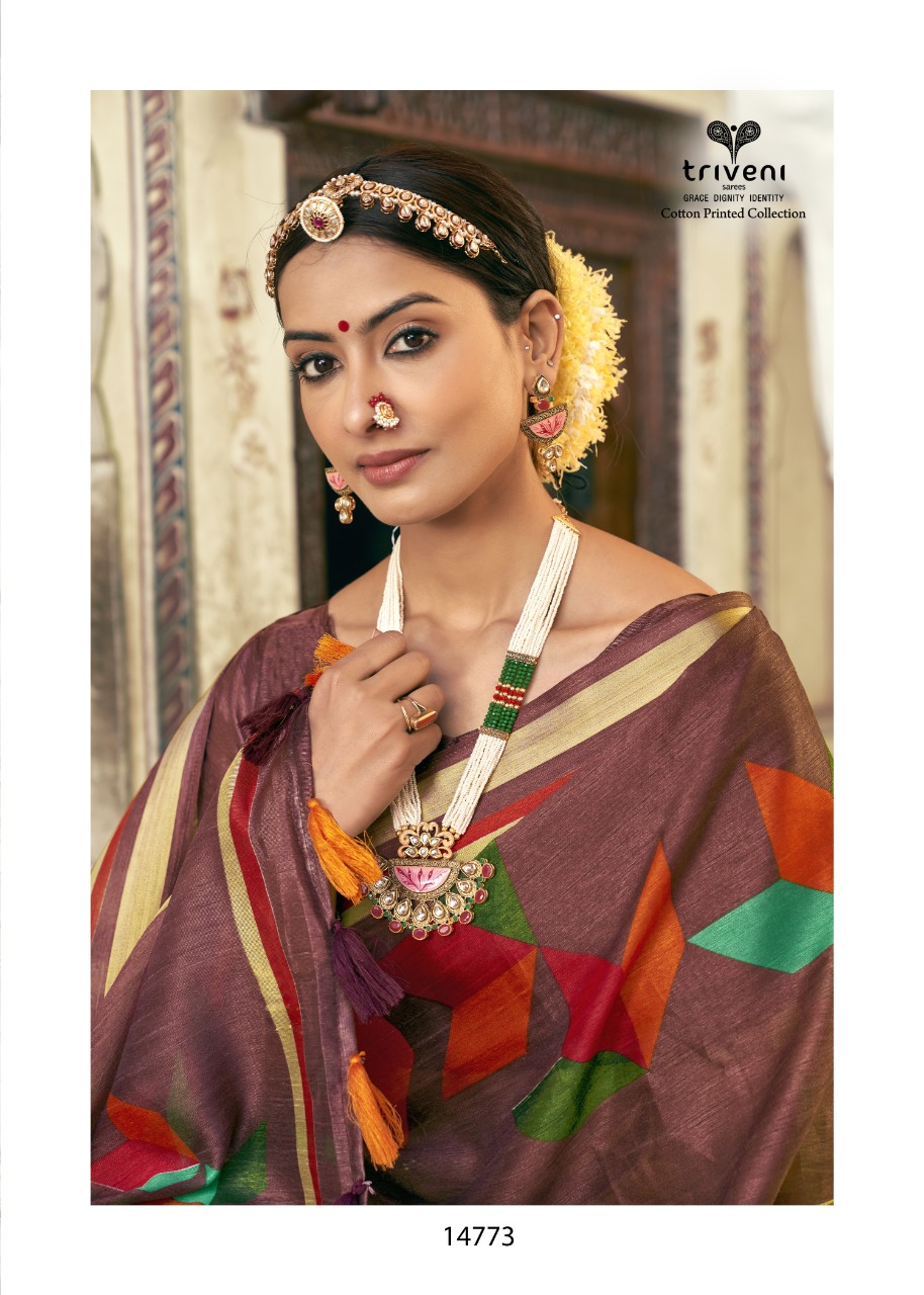 triveni sangrah cotton exclusive print saree catalog